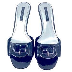 Bandolino Black Leather Heels Buckle Detail Size 7.5AA